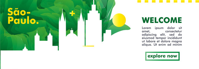 Brazil Sao Paulo skyline city gradient vector banner