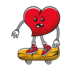 Canvas Print - heart love in skateboard comic character