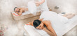 Luxurious young couple relaxing in a hammam during a soap massage. Couples honeymoon in hammam
