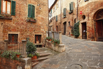  Beautiful Italian street of  small old provincial town