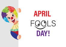 Cartoon Character With April Fools Day Performance Clown Explosive Head On White Background. Colorful Desing. Vector Illustration