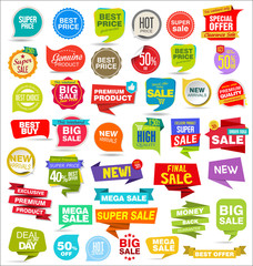 Modern sale stickers tags banners and badges collection