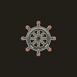 The helm of the ship. Original vector illustration, icon in retro style.