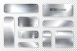 © 32 pixels - Realistic shiny metal banners set. Brushed steel plate. Polished silver metal surface. Vector illustration.