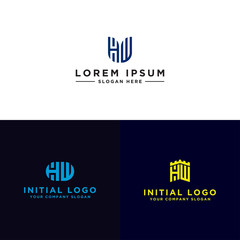 Inspiring logo design Set, for companies from the initial letters of the HW logo icon. -Vectors