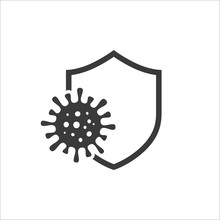 Virus Bacteria With Protection Guard Vector Icon