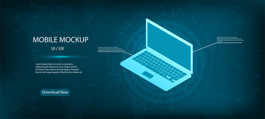 Wall Mural - laptop from different angles. the layout of the universal device. 3d realistic laptop presentation i