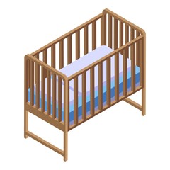 Wall Mural - Baby bed icon. Isometric of baby bed vector icon for web design isolated on white background