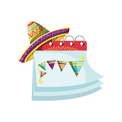 Poster - calendar reminder with mexican hat on white background