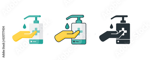 Fotografía Hand sanitizer Icon/Illustration with three color styles