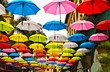 Umbrellas in the Port Louis, the capital of Mauritius