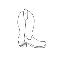 Wall Mural - Vector hand drawn doodle sketch cowboy western boot isolated on white background