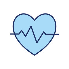 Sticker - Isolated heart pulse line and fill style icon vector design