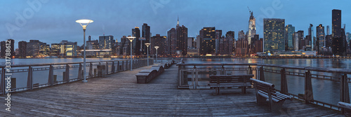 Panorama of Gantry Plaza State Park in Long Island City, Queens, New York in ...
