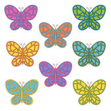 Fototapeta Motyle - Vector set with colorful hand drawn abstract butterflies