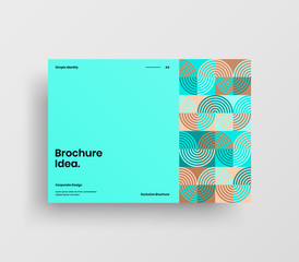 Creative business presentation vector A4 horizontal orientation front page mock up. Modern corporate report cover abstract geometric illustration design layout. Company identity brochure template.