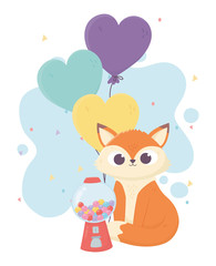 Poster - happy day, little fox candies and balloons