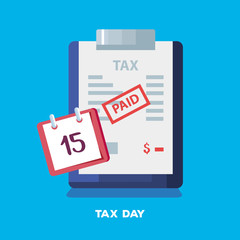 Poster - tax day poster with clipboard and icons vector illustration design