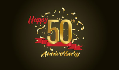 Anniversary celebration background. with the 50th number in gold and with the words golden anniversary celebration.