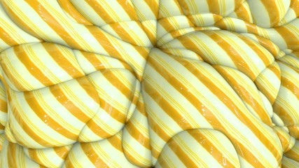 Wall Mural - 3d animation of abstract striped background. Lollipop wavy surface with ripples.