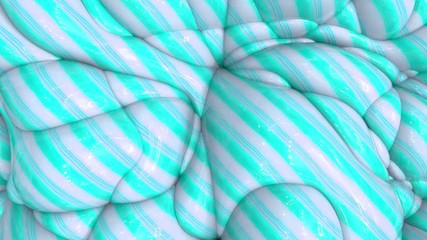 Wall Mural - 3d animation of abstract striped background. Lollipop wavy surface with ripples.