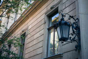 Old european city street lights