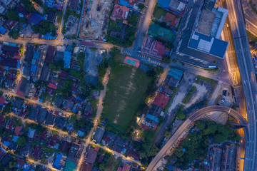 Aerial view of Kuala Lumpur city at dawn, Malaysia