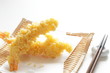 Japanese food, ebi tempura on white background with copy space