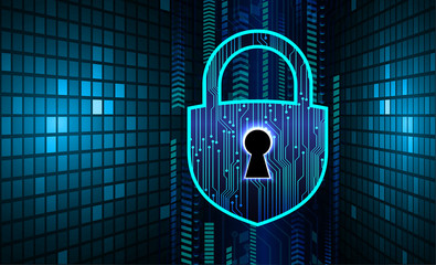 closed padlock on digital background, cyber security