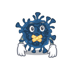 Sticker - Decacovirus mascot cartoon character design with silent gesture