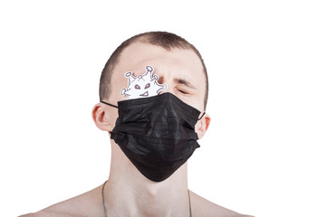 Corona virus,photo of a man in a protective mask