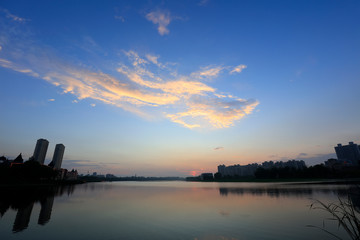 Wall Mural - Waterfront City Architectural Landscape at Night