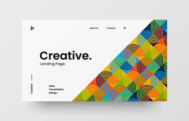 Creative horizontal website screen part for responsive web design project development. Abstract geometric pattern banner layout mock up. Corporate landing page block vector illustration template.