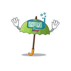 Poster - A cartoon picture featuring green umbrella wearing Diving glasses