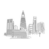 Fototapeta Londyn - Business district city riyadh saudi arabia sketch.