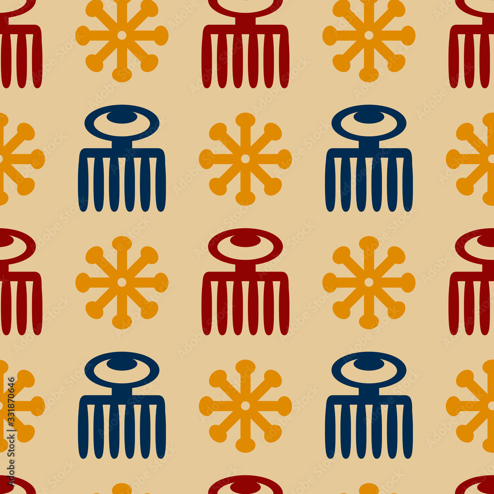 Vector seamless pattern with symbols ritual screen printing of African ...