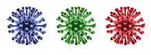 3d Render Of Coronavirus Isolated On White Background. Virus Virion In Different Colors. Medical Illustration