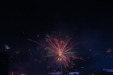 Wall Mural - fireworks in the city
