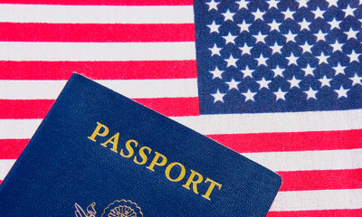 American flag and passport.