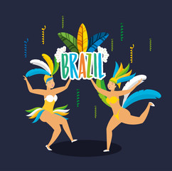 Wall Mural - brazilian garotas dancing carnival characters