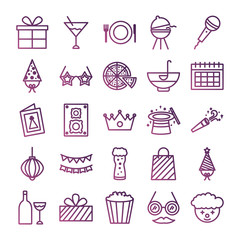 Canvas Print - bundle of party set icons