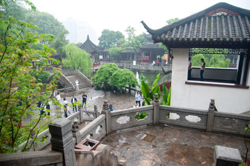 wuhan, China - April 22, 2019: The Yellow Crane Tower tourist attraction area with scenic view.