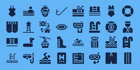 Wall Mural - Modern Simple Set of pool Vector filled Icons