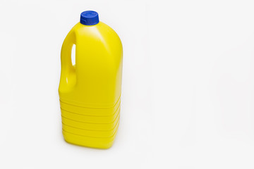 Wall Mural - Bleach bottle isolated. Yellow Plastic container. Copy space