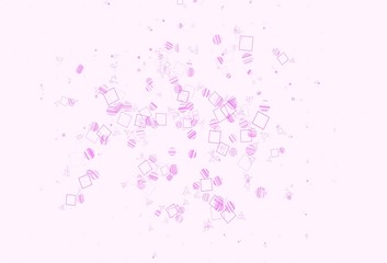 Light Pink vector background with triangles, circles, cubes.