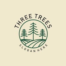 Three Trees Simple Elegan Vintage Modern Logo Design Premium Set Template Vector