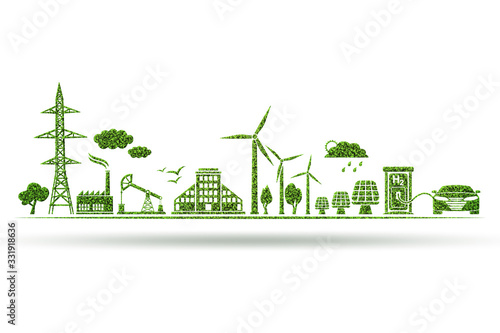 Photographie Environment and ecology in green concept - 3d illustration