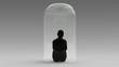 Self Isolation Black Woman Sitting Down in a Giant Bell Jar 3d illustration 3d render
