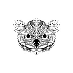 Wall Mural - Black and white owl background illustration