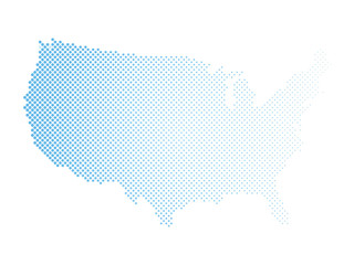 Sticker - United States of America. Dotted halftone map of USA. Simple flat vector illustration